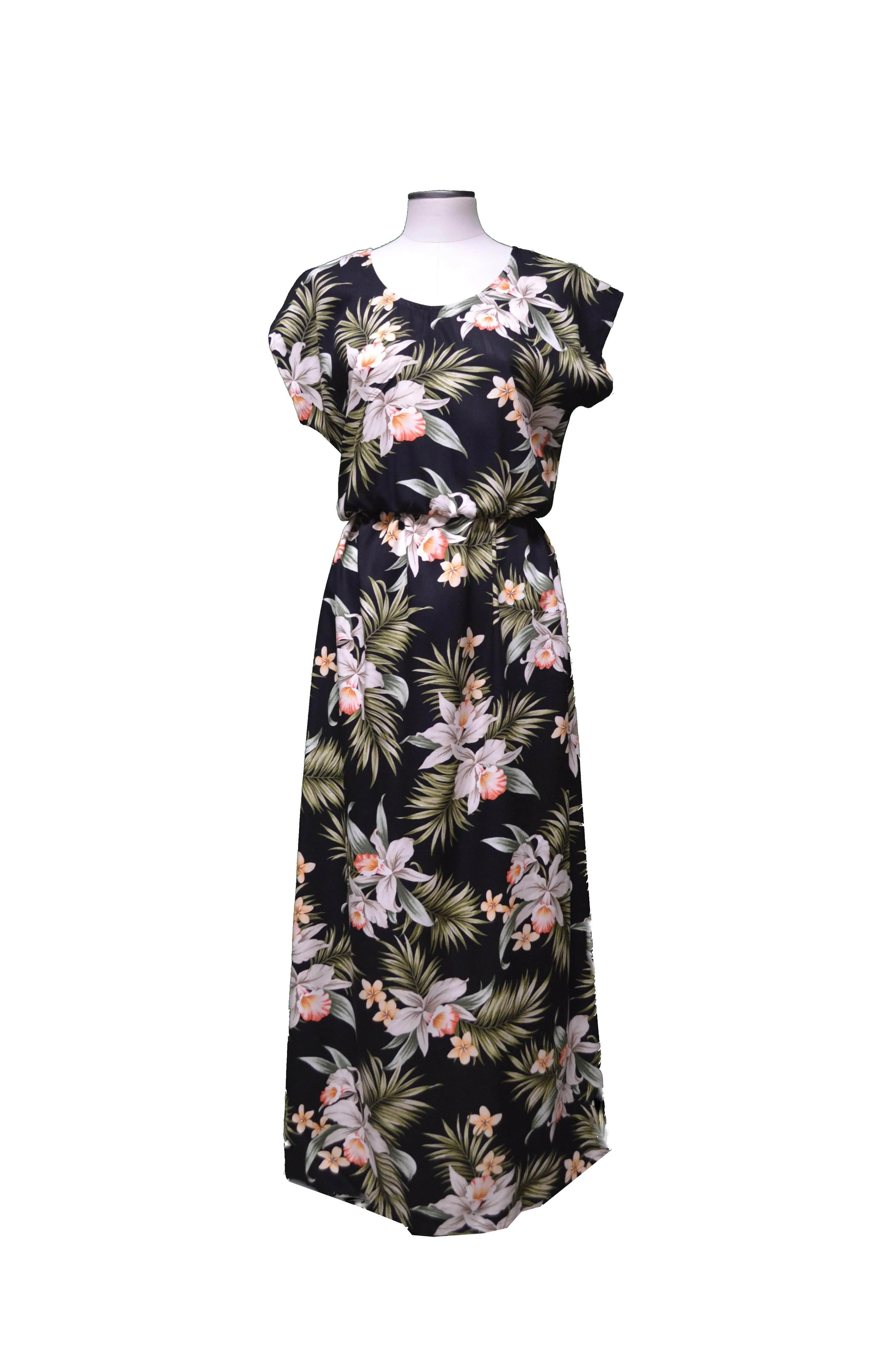 Blooming Orchid Hawaiian Maxi Rayon Dress