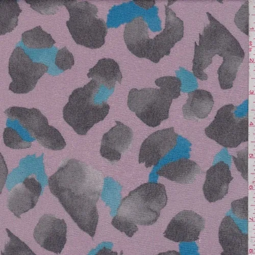 Lilac/Grey Cheetah Brushed Sweater Jersey Knit Fabric