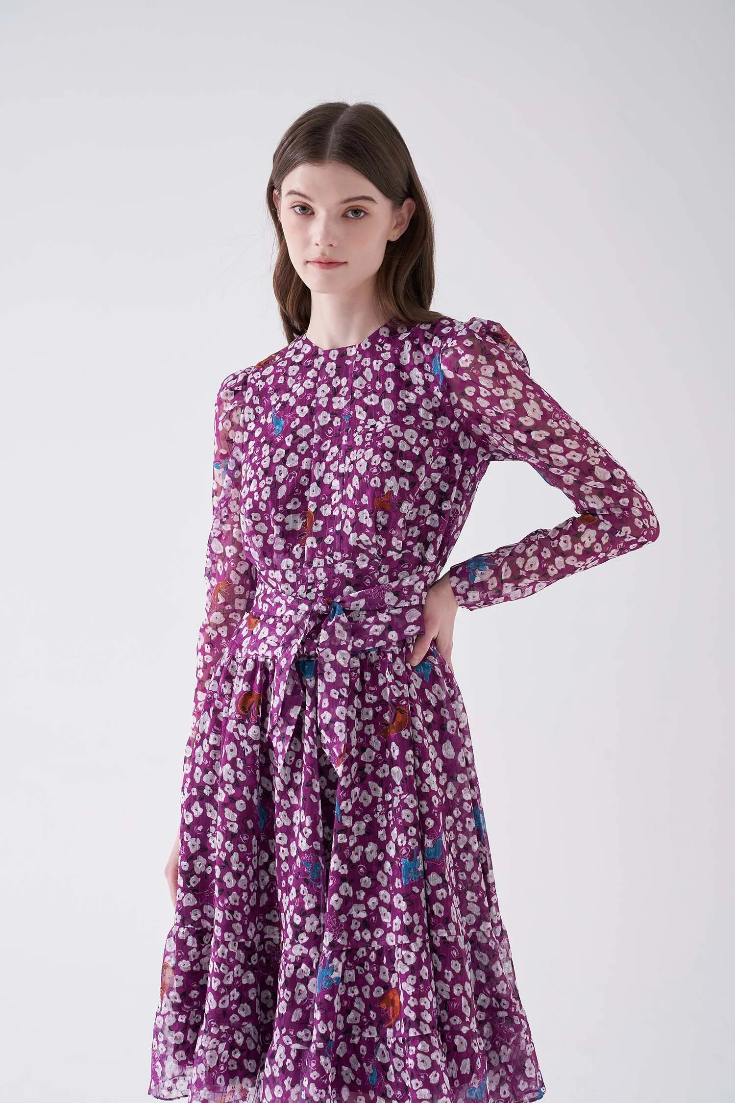 Nora Noh Magenta Floral Dress