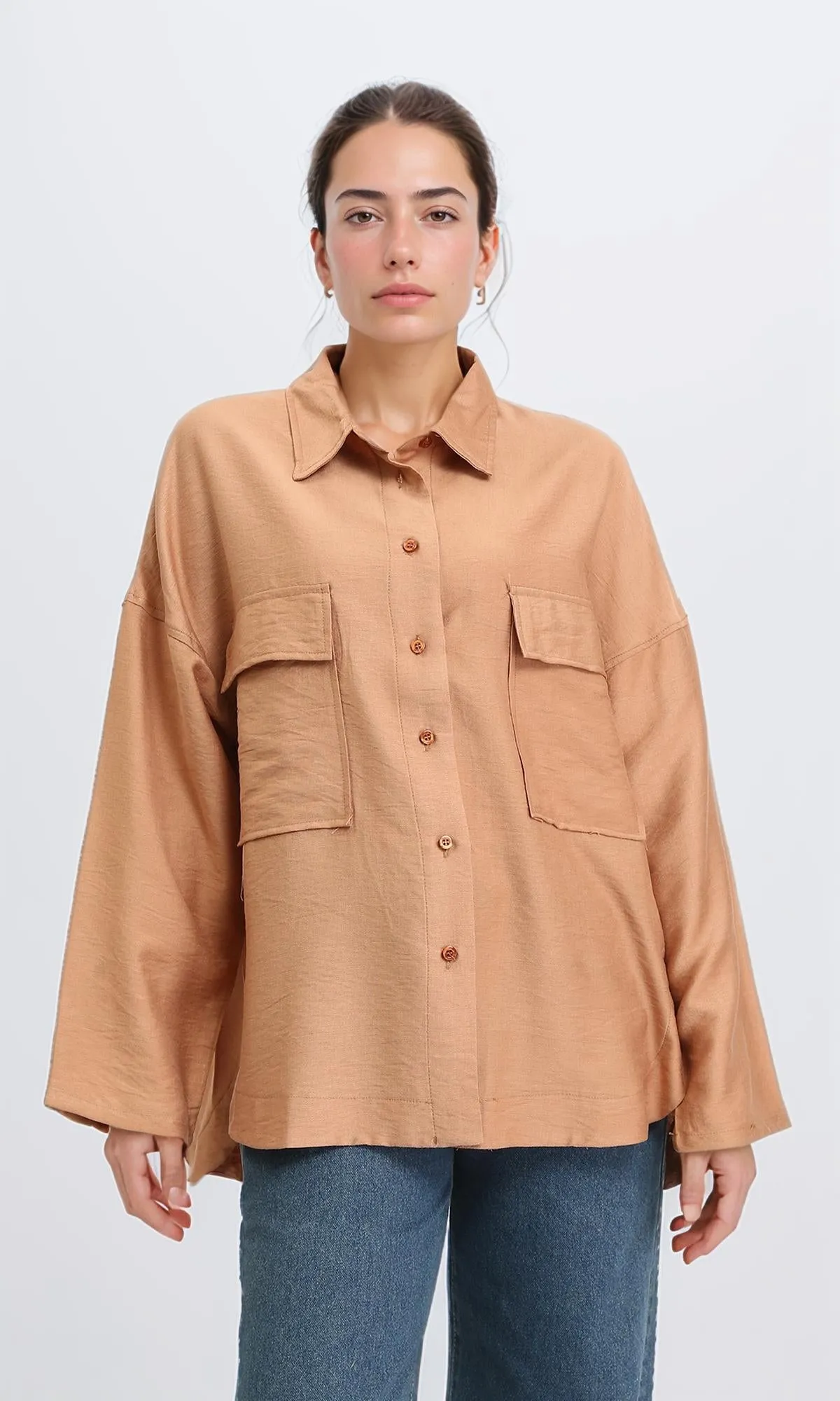 R204596 - Long Sleeves Shirt with Front Pockets - Copper