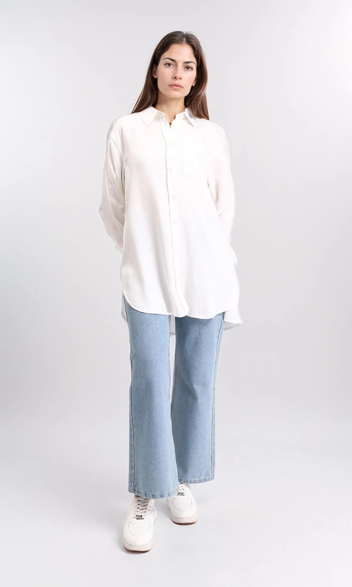 R209117 - Sold Buttoned Cotton Long Shirt - White