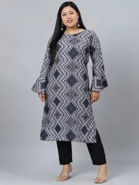 Rayon Black Printed Kurta Palazzo Set