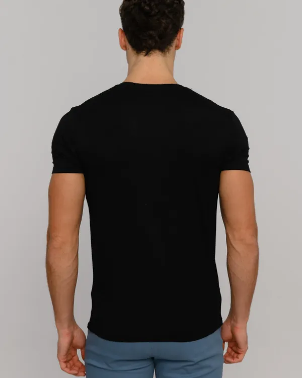 The ESNTL Black V-Neck Tee