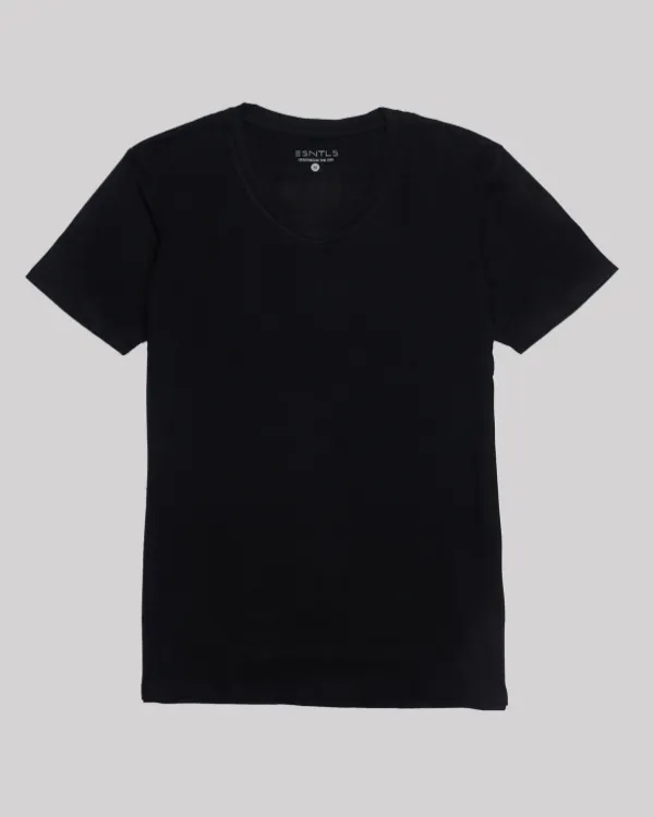 The ESNTL Black V-Neck Tee