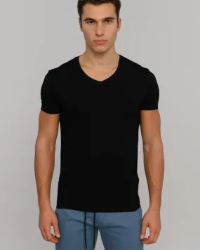 The ESNTL Black V-Neck Tee