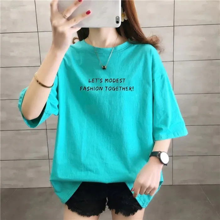 Women's Regular Half Sleeve Letter/Number T-Shirts 434437