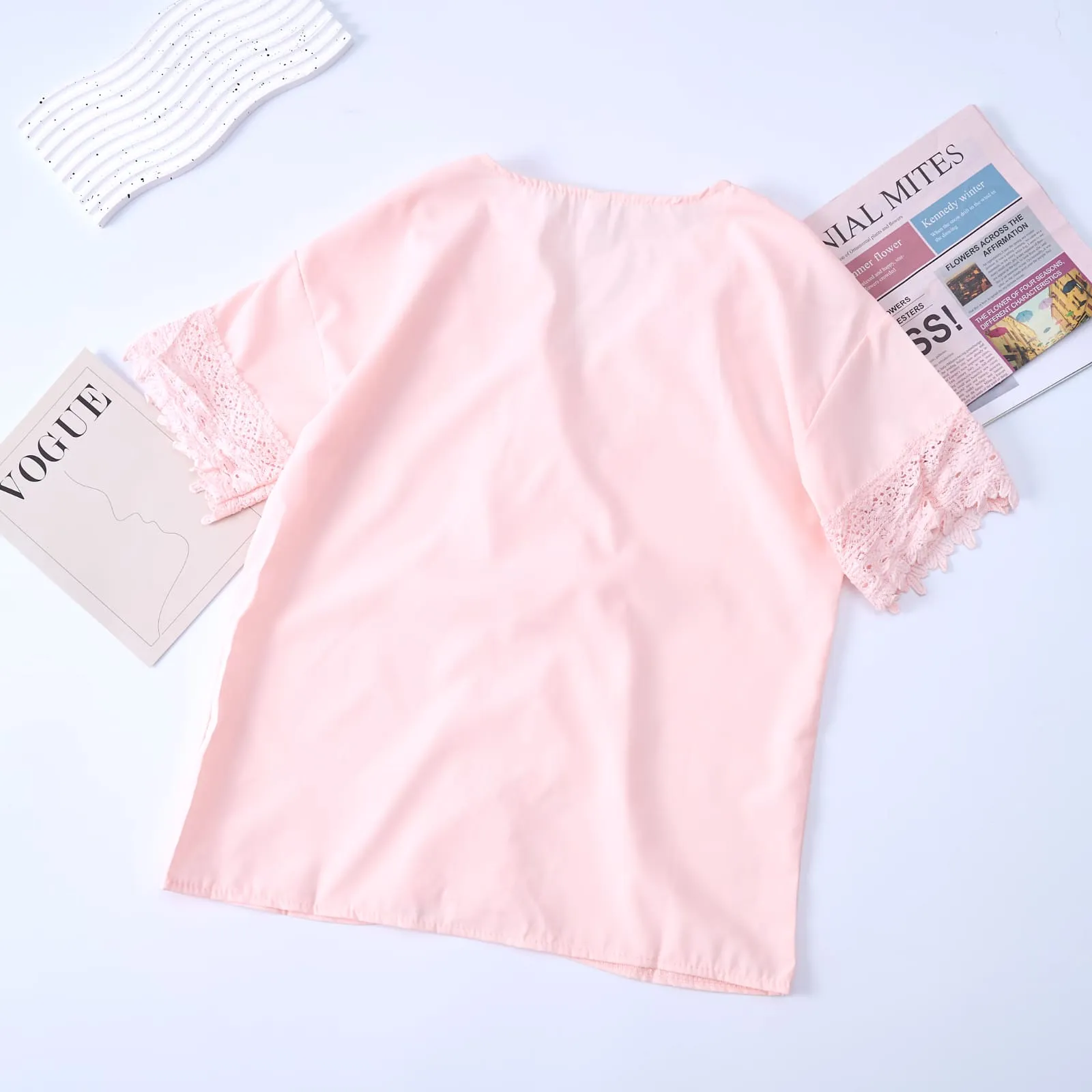 Women's Short Sleeve Solid Color Shirts & Blouses 229249 - M